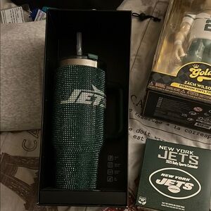 New York Jets Green Rhinestone Tumbler